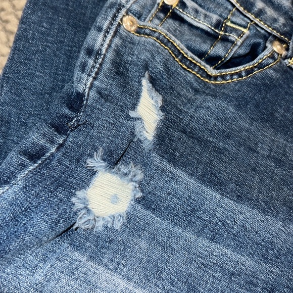 Women's Blue Distressed Jeans - Picture 3 of 5